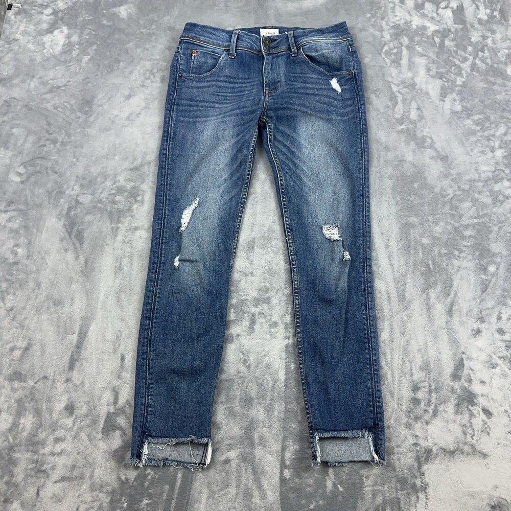 Hudson Cat Mid Rise Skinny Jeans Womens Size 27 Blue Step Hem Back Flap Pockets - Picture 14 of 14